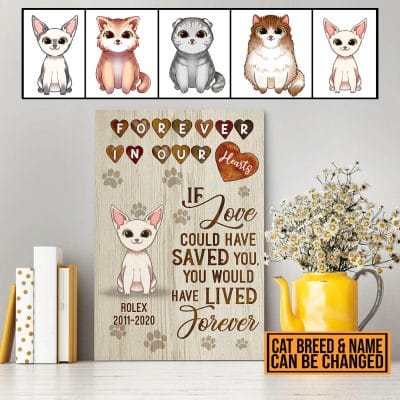 Personalized Forever In Our Hearts Cat Memorial Canvas Prints - Unframed Poster - Home Decor Wall Art