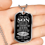 From Dad To My Son Whenever Life Tries to Knock You Down Dog Tag Pendant Necklace