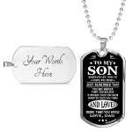 From Dad To My Son Whenever Life Tries to Knock You Down Dog Tag Pendant Necklace