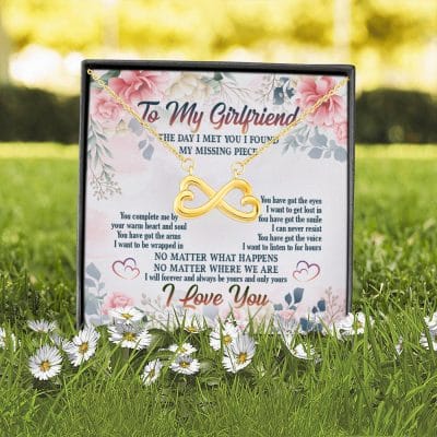 Alternative view of To My Girlfriend From Boyfriend The Day I Met You I Found My Missing Piece Infinity Heart Pendant Necklace