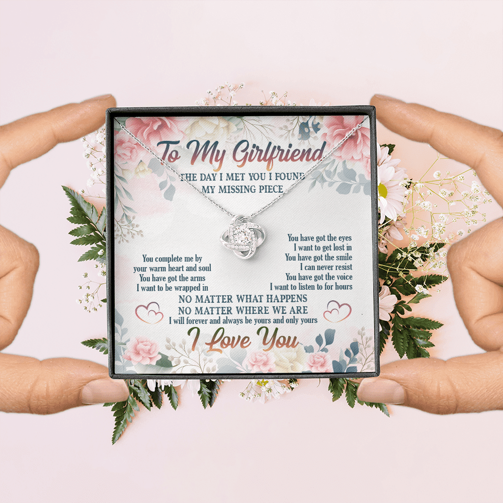 To My Girlfriend From Boyfriend The Day I Met You I Found My Missing Piece Love Knot Necklace Jewelry Gifts