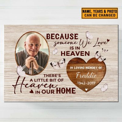 Custom Photo Because Someone We Love In Heaven In Loving Memory Personalized Memorial Framed Canvas Prints - Poster