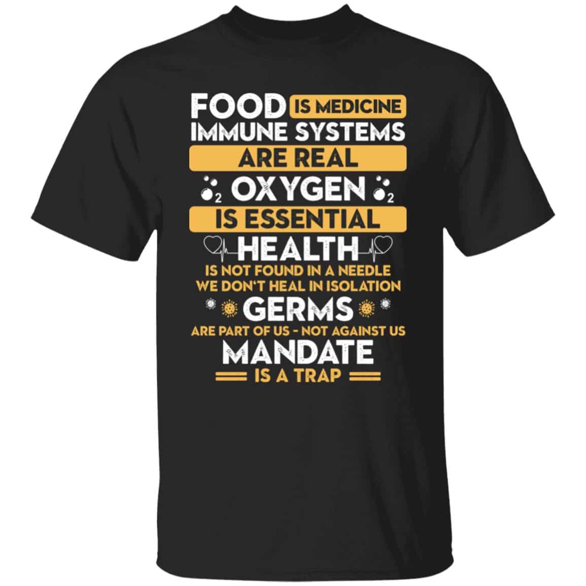 1VT. Food Is Medicine, Black, Unisex T-Shirt
