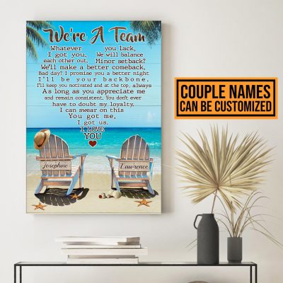 Alternative view of Personalized We're A Team You Got Me I Got Us Beach Chair Canvas Prints - Unframed Poster Home Decor Wall Art