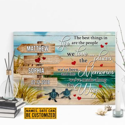 Alternative view of Personalized The Best Things In Life Are The Memories We've Made Beach Turtle Canvas Prints - Unframed Poster