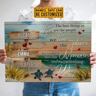 Personalized The Best Things In Life Are The Memories We've Made Beach Turtle Canvas Prints - Unframed Poster