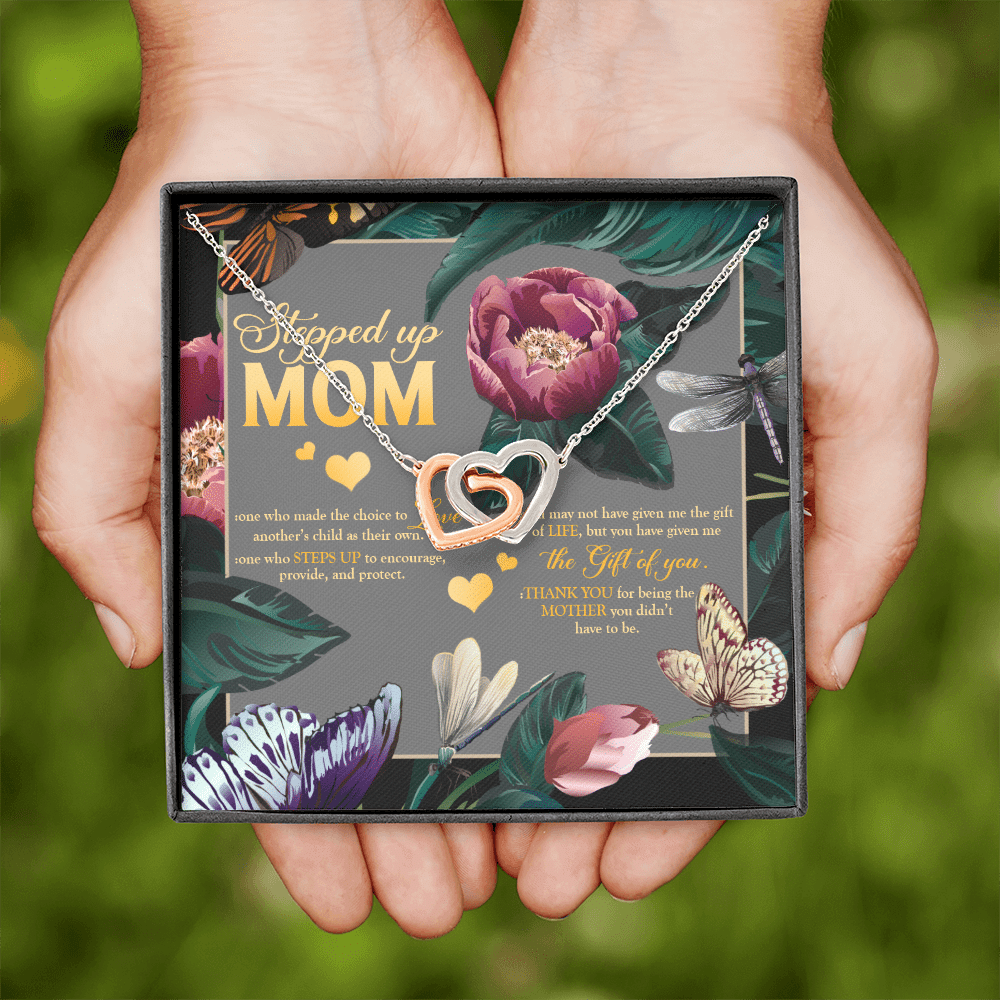 Stepped Up Mom One Who Made The Choice Love Another's Child As Their Own Interlocking Hearts Pendant Necklace