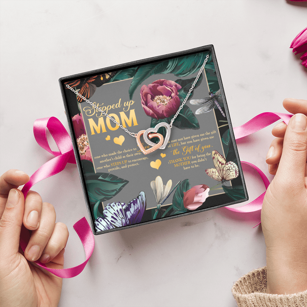 Stepped Up Mom One Who Made The Choice Love Another's Child As Their Own Interlocking Hearts Pendant Necklace