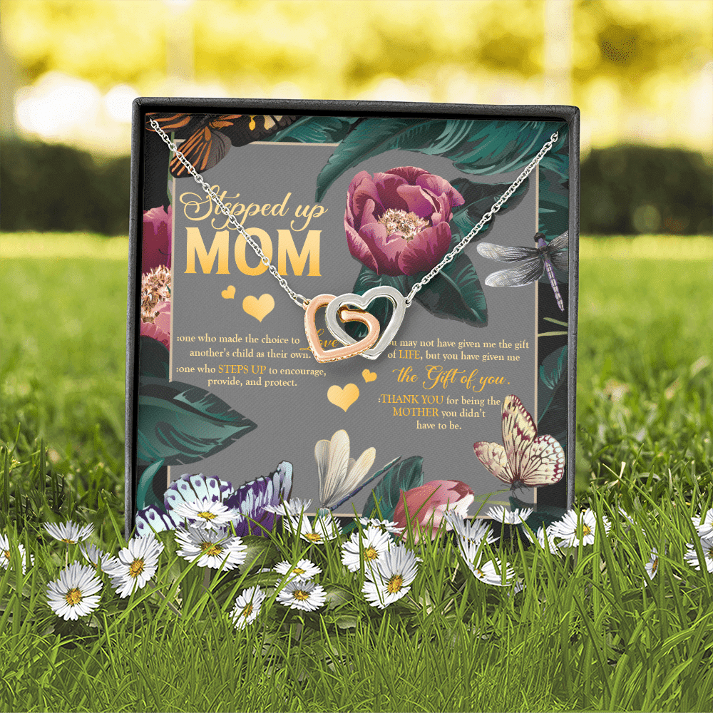 Stepped Up Mom One Who Made The Choice Love Another's Child As Their Own Interlocking Hearts Pendant Necklace