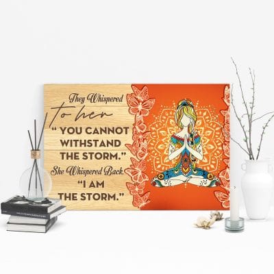 Alternative view of Yoga Girl They Whispered To Her You Cannot Withstand The Storm Framed Canvas Prints - Wall Art - Poster