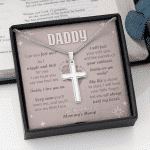 Daddy Can You Feel Me As I Wiggle And Kick For You Love You So Much Mommy's Bump Artisan Crafted Cross Necklace