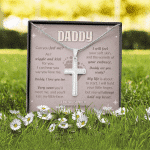 Daddy Can You Feel Me As I Wiggle And Kick For You Love You So Much Mommy's Bump Artisan Crafted Cross Necklace