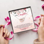 To My Daughter From Mom Wish You The Strength To Face All The Challenges Interlocking Hearts Pendant Necklace