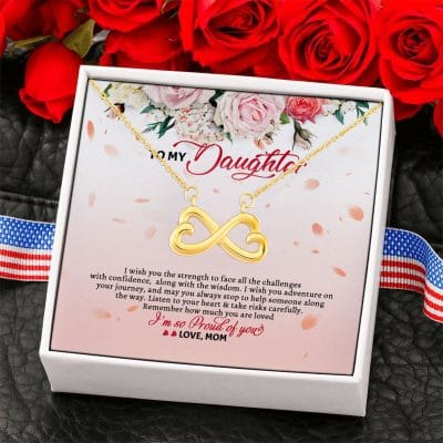 Alternative view of To My Daughter From Mom I Wish You The Strength To Face All The Challenges Infinity Heart Pendant Necklace