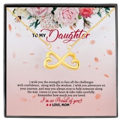 To My Daughter From Mom I Wish You The Strength To Face All The Challenges Infinity Heart Pendant Necklace