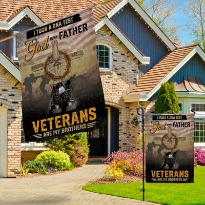 Alternative view of I Took A Dna Test God Is My Father Veterans Are My Brothers Outdoor Indoor Decorative Garden Flag - House Flag - Wall Flag