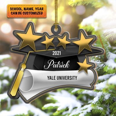 Personalized Graduation 2023 2024 Scroll and Cap Class Of Decorative Custom Shaped Wooden Christmas Ornament Keepsake