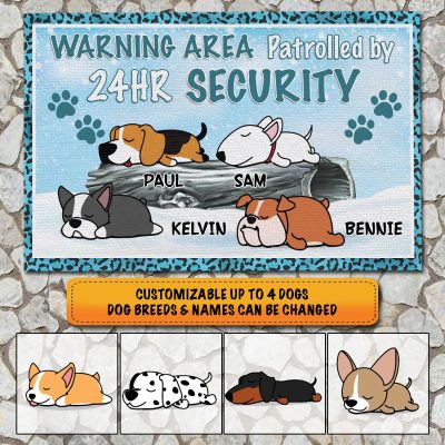 Alternative view of Personalized Sleeping Lying Dog Warning Area Patrolled By 24h Security Outdoor Doormat - Indoor Mat