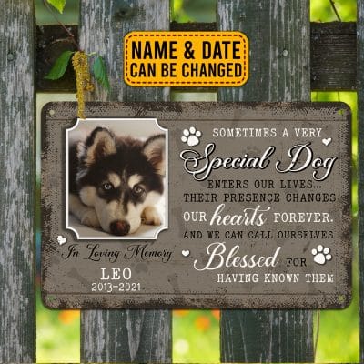 Alternative view of Personalized Photo Sometimes A Very Special Dog Enters Our Lives Dog Memorial Decorative Metal Sign