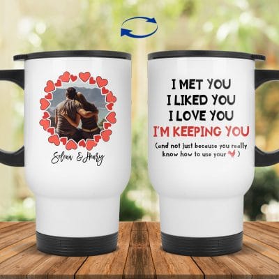 14 oz. White Travel Mug