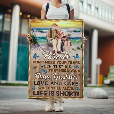 Alternative view of Parents Don't Need Your Tears when They Die Life Is Short Gallery Wrapped Canvas Print - Home Decor Wall Art
