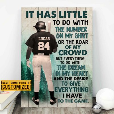 Personalized It Has Little To Do With The Number On My Shirt Baseball Framed Canvas Prints - Unframed Poster
