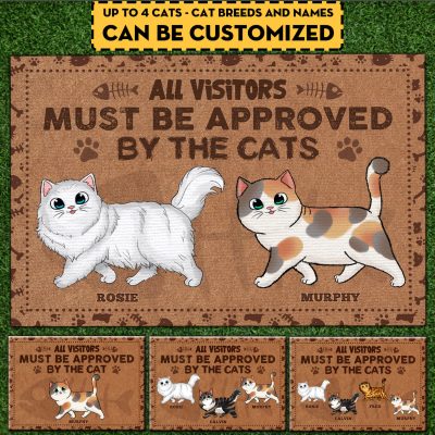 Personalized Cat Walking All Visitors Must Be Approved By The Cats House Doormat - Outdoor Indoor Doormat
