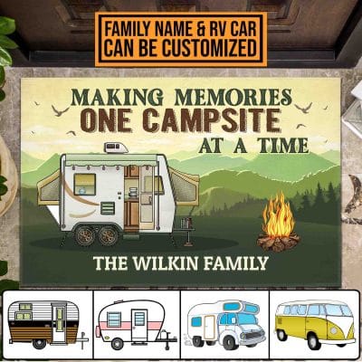 Personalized RV Car Making Memories One Campsite At A Time House Doormat - Outdoor Indoor Doormat