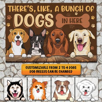 Alternative view of Custom Dog Breeds Doormat There's Like a Bunch of Dogs in Here Entrance Indoor Outdoor Decorative Doormat