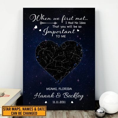Alternative view of Custom Gift on Valentine's Day When We First Met I Had No Idea That You Will Be So Important To Me Custom Star Map Constellation Canvas