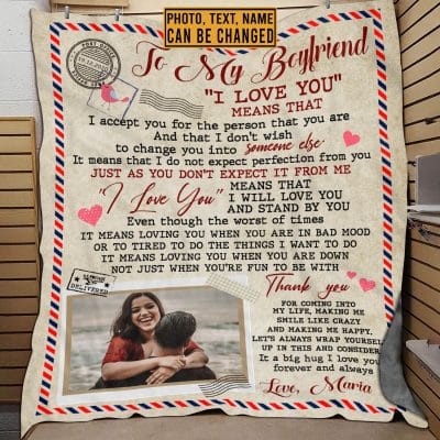 Alternative view of Custom Photo Blanket Valentine Gifts to My Love I Love You Means that I Accept You for The Person that You Are Fleece Blanket - Mink Blanket