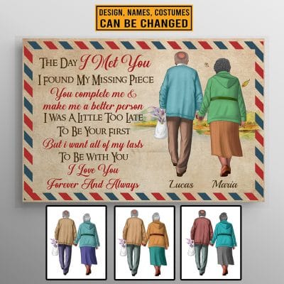 Personalized Old Couple The Day I Met You I Found My Missing Piece Anniversary Framed Canvas Prints - Poster