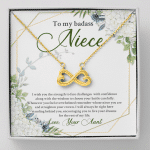 To My Badass Niece I Wish You The Strength To Face Challenges Infinity Heart Necklace - Niece Birthday Gifts - Infinity Heart Necklace (18K Yellow Gold)