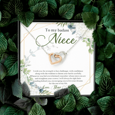 To My Badass Niece I Wish You The Strength To Face Challenges Interlocking Hearts Necklace - Niece Birthday Gifts