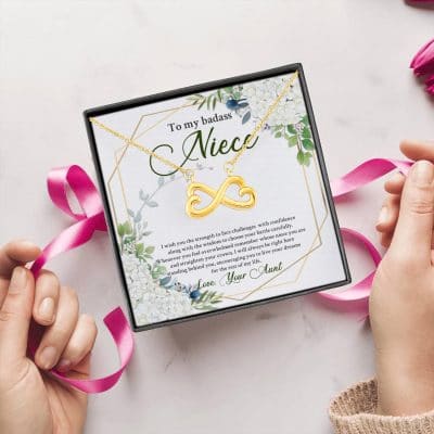 Alternative view of To My Badass Niece I Wish You The Strength To Face Challenges Infinity Heart Necklace - Niece Birthday Gifts