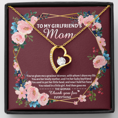 To My Girlfriend's Mom Forever Heart Pendant Necklace - Mother's Day Gift For Girlfriend's Mom - Forever Love Necklace (18K Yellow Gold)