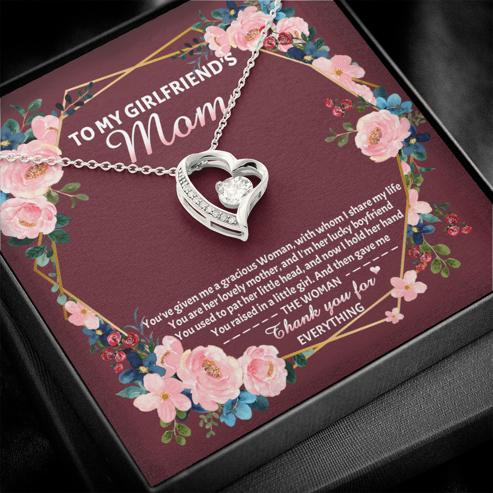 To My Girlfriend's Mom Forever Heart Pendant Necklace - Mother's Day Gift For Girlfriend's Mom