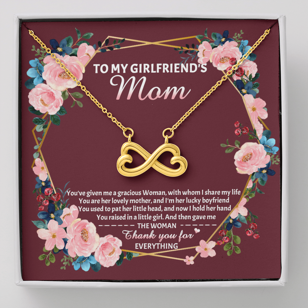 To My Girlfriend's Mom Infinity Heart Pendant Necklace - Mother's Day Gift For Girlfriend's Mom - Infinity Heart Necklace (18K Yellow Gold)