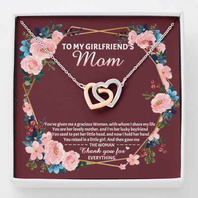 To My Girlfriend's Mom Interlocking Hearts Pendant Necklace - Mother's Day Gift For Girlfriend's Mom - Interlocking Hearts Necklace