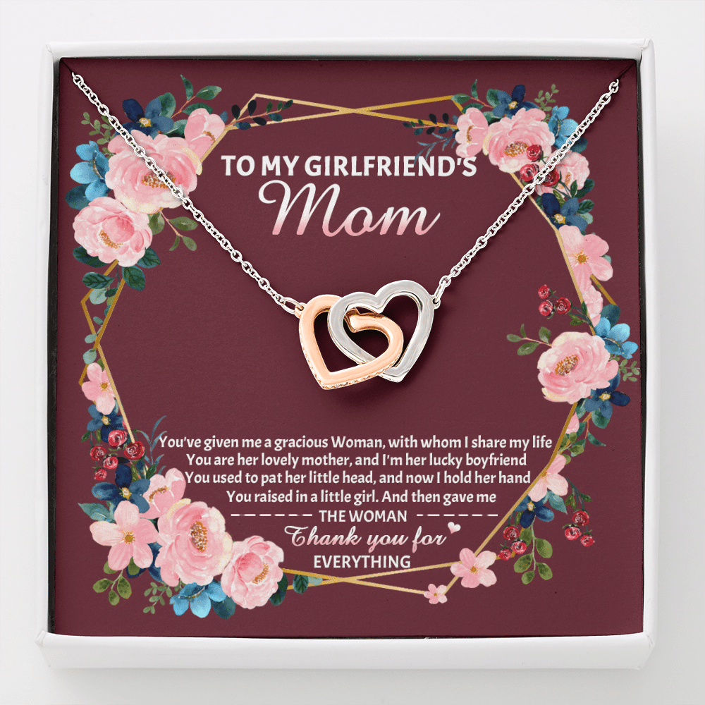 To My Girlfriend's Mom Interlocking Hearts Pendant Necklace - Mother's Day Gift For Girlfriend's Mom - Interlocking Hearts Necklace