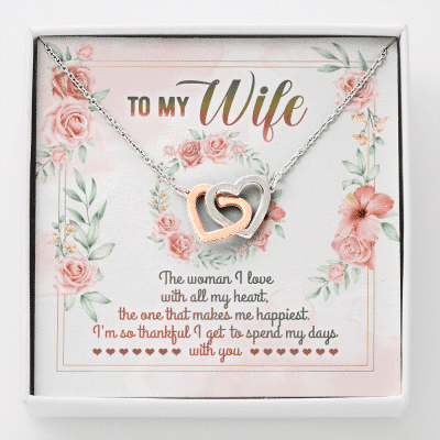 To My Wife From Husband Woman I Love With All My Heart Interlocking Hearts Pendant Necklace - Valentines Gift - Interlocking Hearts Necklace