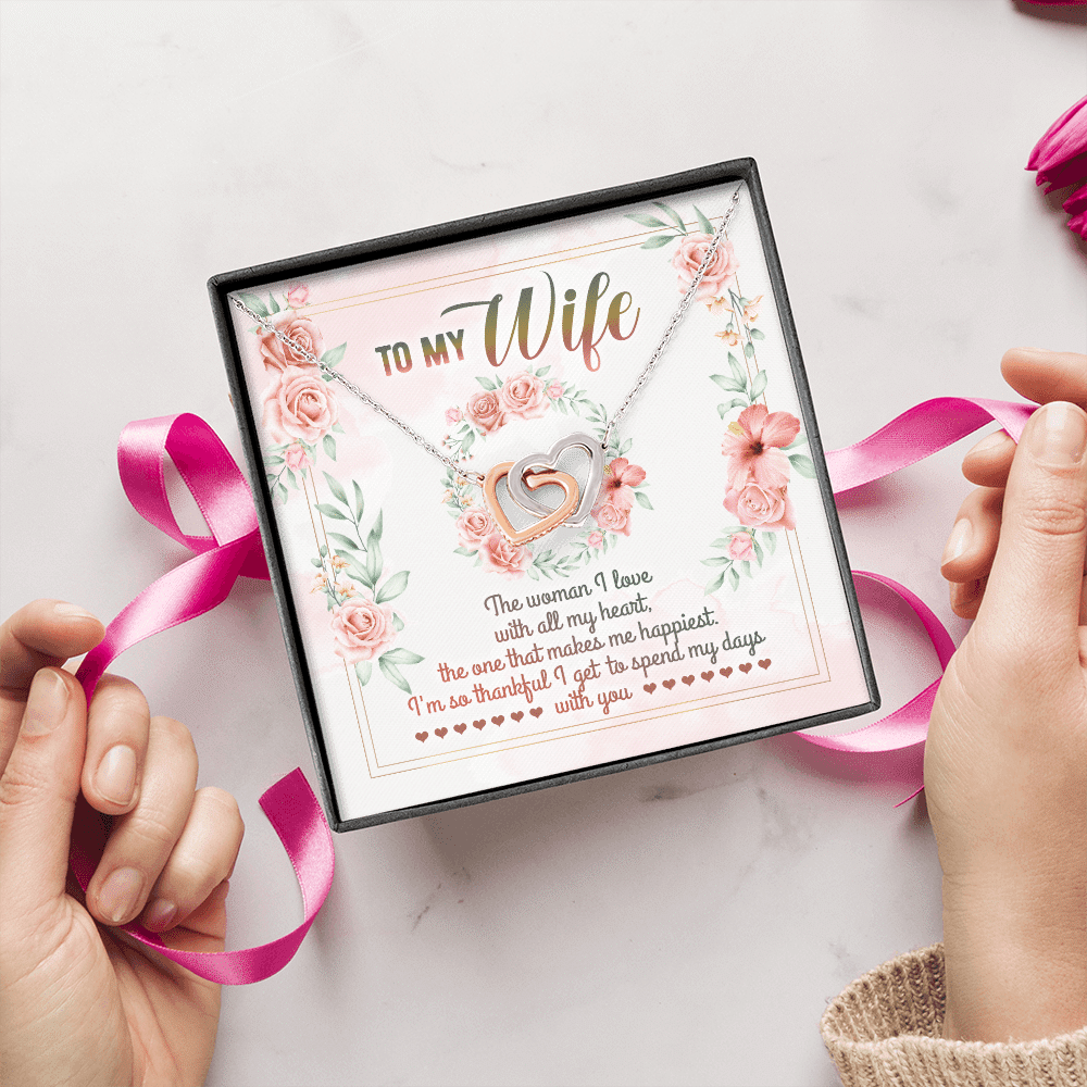 To My Wife From Husband Woman I Love With All My Heart Interlocking Hearts Pendant Necklace - Valentines Gift