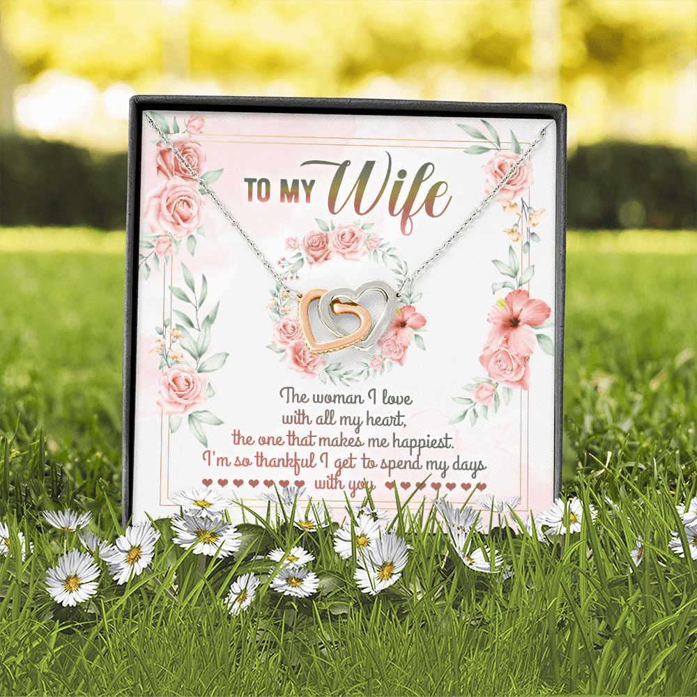 To My Wife From Husband Woman I Love With All My Heart Interlocking Hearts Pendant Necklace - Valentines Gift