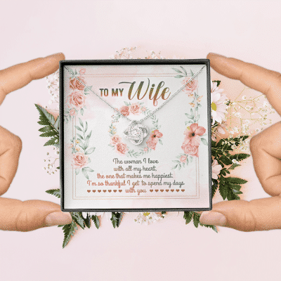 To My Wife From Husband The Woman I Love With All My Heart Love Knot Necklace - Valentines Necklace Gifts