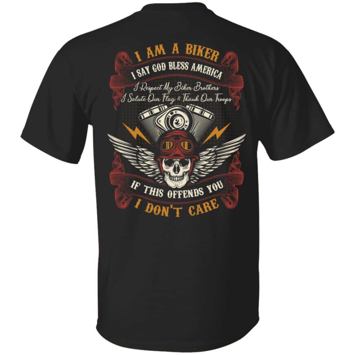 2VT. I Am A Biker I Say God Bless, Black, Unisex T-Shirt