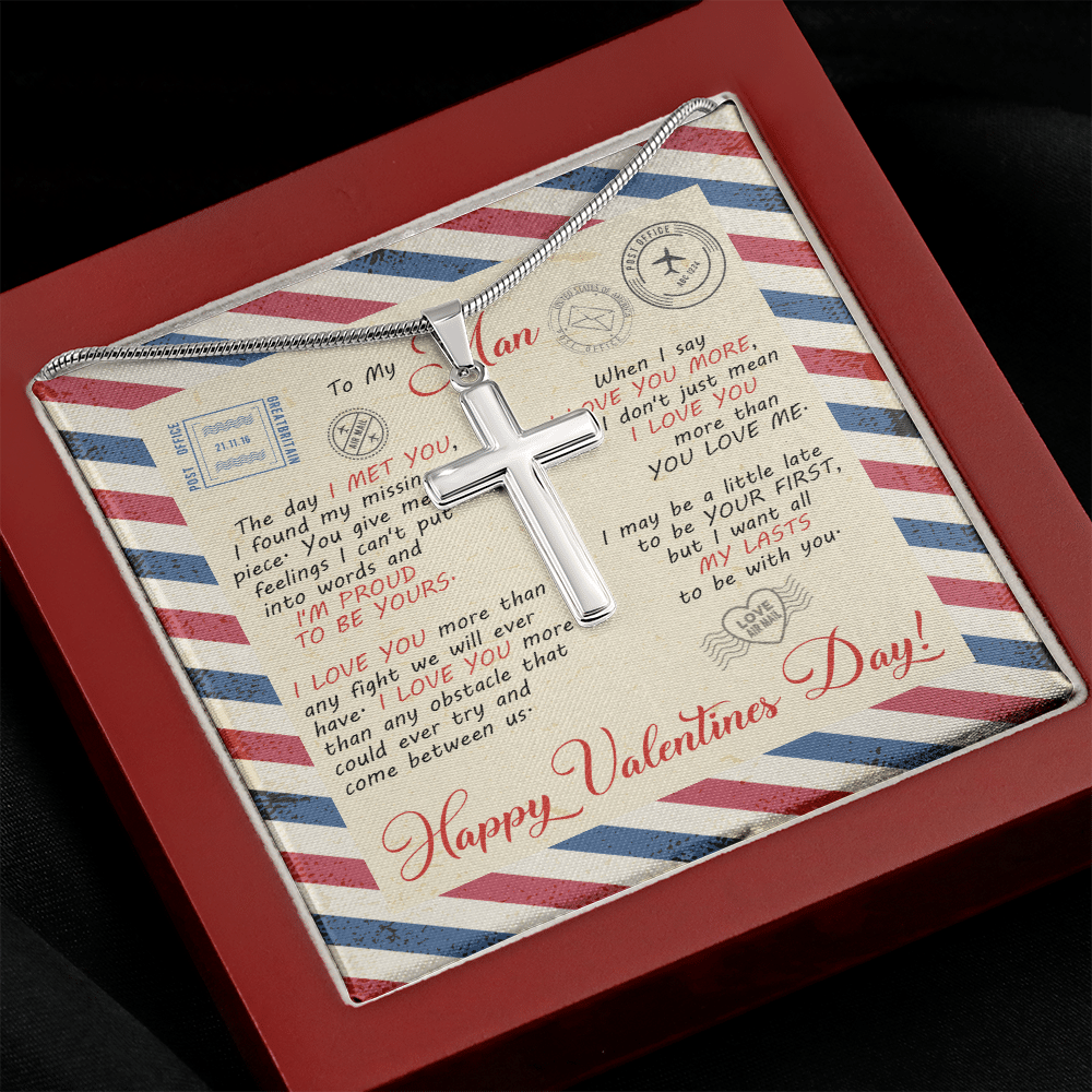 Valentines Gifts for Him to My Man the Day I Met You I Found My Missing Piece Artisan Crafted Cross Necklace Valentines Gifts for Him to My Man the Day I Met You I Found My Missing Piece Artisan Crafted Cross Necklace