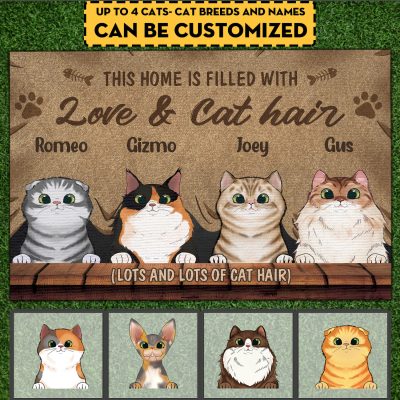 Alternative view of Personalized Cat Breeds This Home Is Filled With Love And Cat Hair House Doormat - Cat Lover Outdoor Indoor Doormat