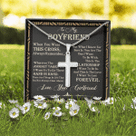 To My Boyfriend When You Wear This Cross Always Remember Christian Cross Pendant Necklace