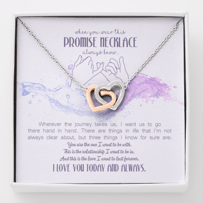 When You Wear This Promise Interlocking Hearts Pendant Necklace - Jewelry Gifts For Her Girlfriend Wife - Interlocking Hearts Necklace