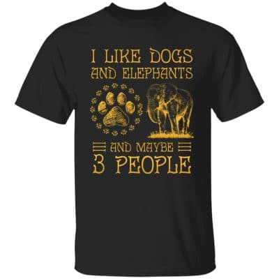 3VT. I Like Dogs And Elephants, Black, Unisex T-Shirt